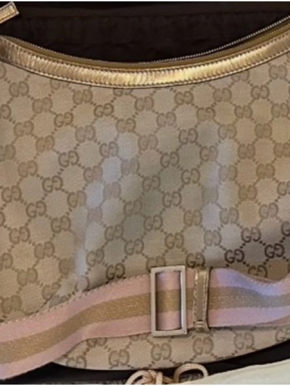Gucci GG Monogram Canvas Half Moon Crescent Crossbody Bag